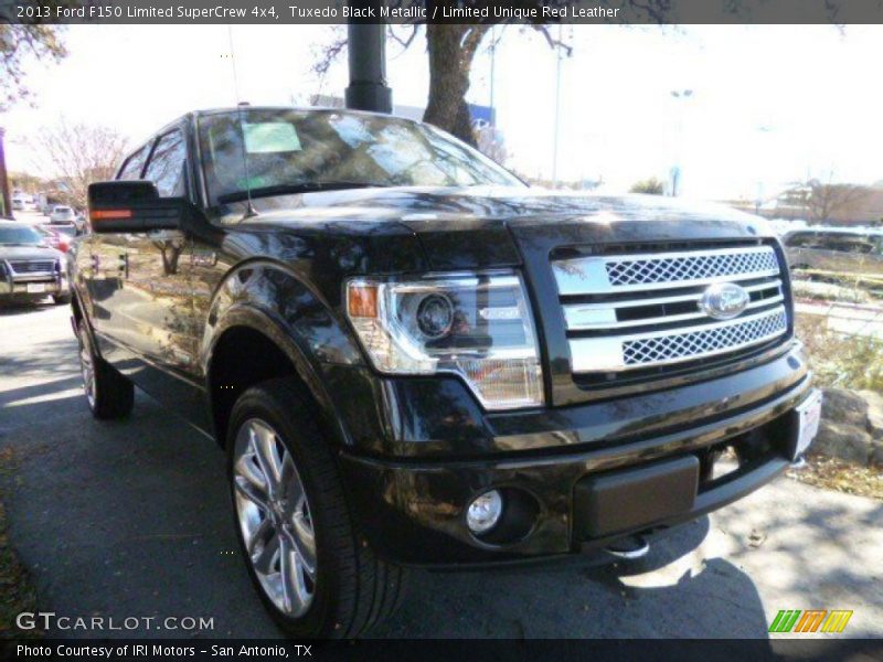 Tuxedo Black Metallic / Limited Unique Red Leather 2013 Ford F150 Limited SuperCrew 4x4