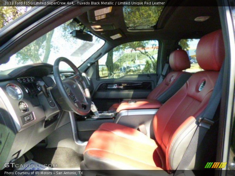 Tuxedo Black Metallic / Limited Unique Red Leather 2013 Ford F150 Limited SuperCrew 4x4