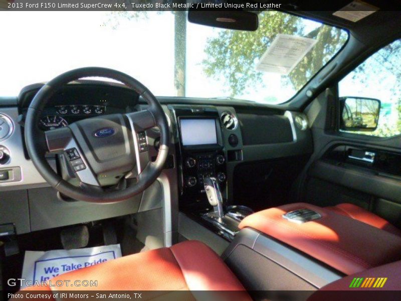 Tuxedo Black Metallic / Limited Unique Red Leather 2013 Ford F150 Limited SuperCrew 4x4