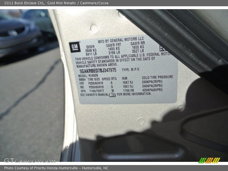 Gold Mist Metallic / Cashmere/Cocoa 2011 Buick Enclave CXL
