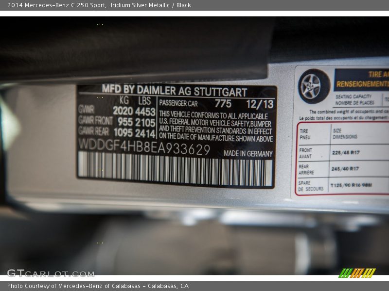 Iridium Silver Metallic / Black 2014 Mercedes-Benz C 250 Sport