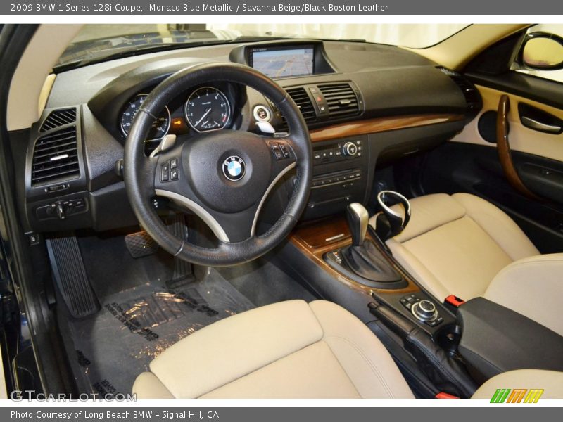 Savanna Beige/Black Boston Leather Interior - 2009 1 Series 128i Coupe 