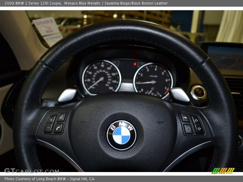 Monaco Blue Metallic / Savanna Beige/Black Boston Leather 2009 BMW 1 Series 128i Coupe