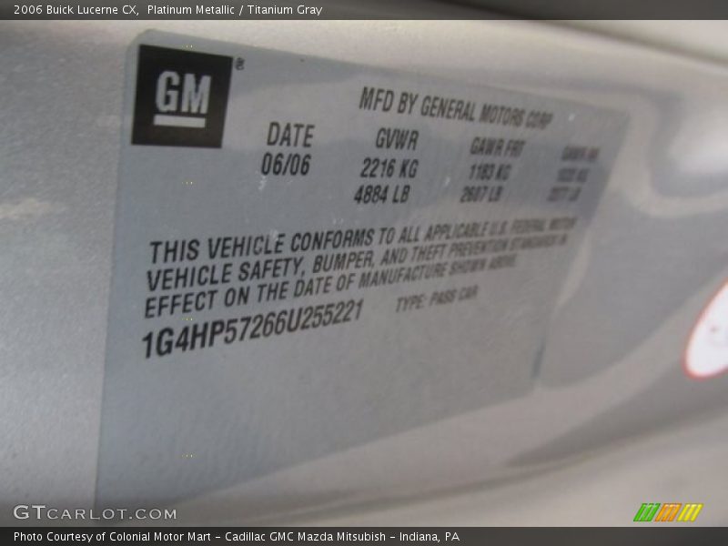 Platinum Metallic / Titanium Gray 2006 Buick Lucerne CX