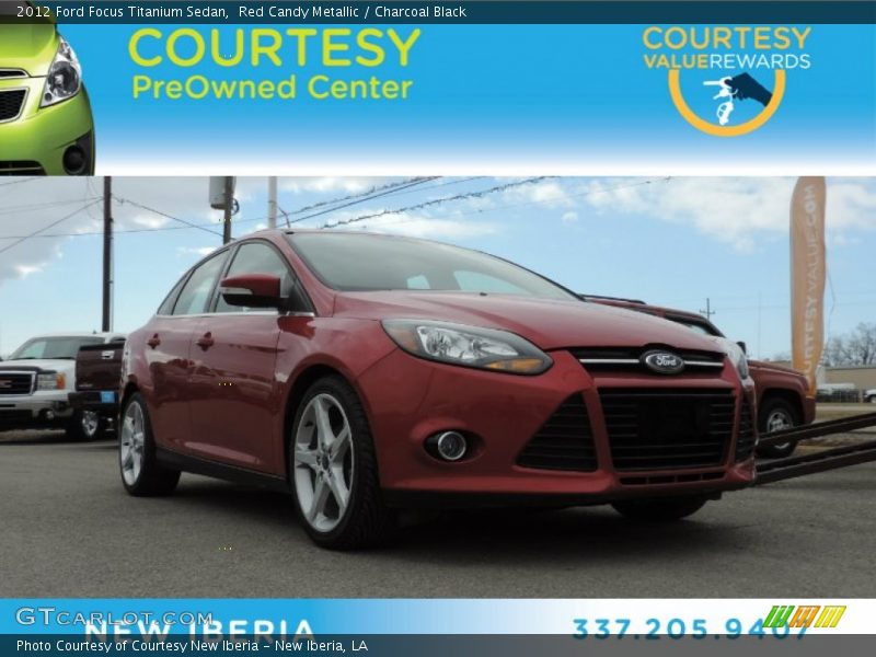 Red Candy Metallic / Charcoal Black 2012 Ford Focus Titanium Sedan