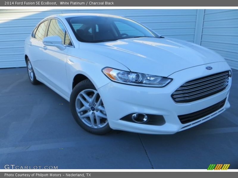 White Platinum / Charcoal Black 2014 Ford Fusion SE EcoBoost