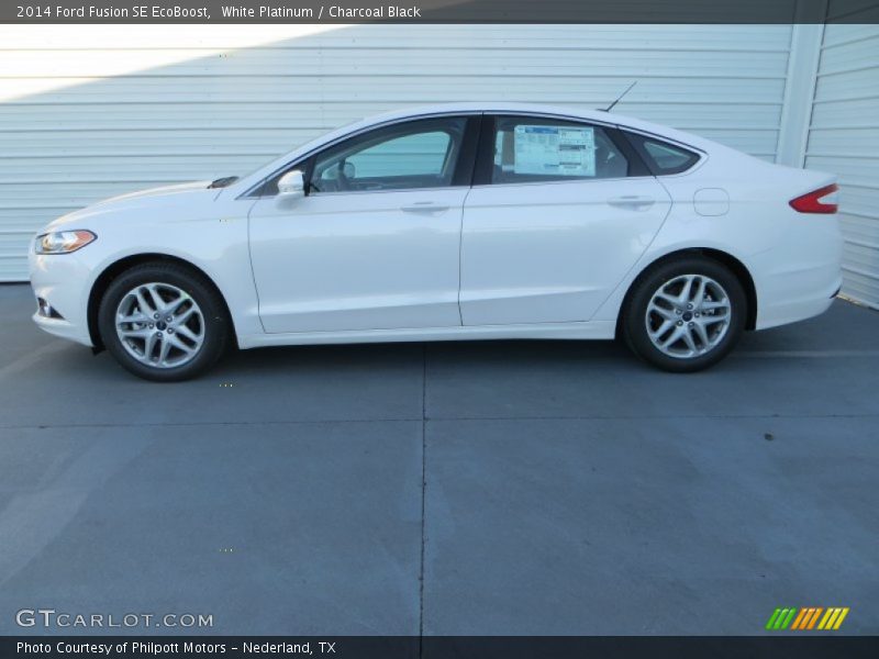 White Platinum / Charcoal Black 2014 Ford Fusion SE EcoBoost