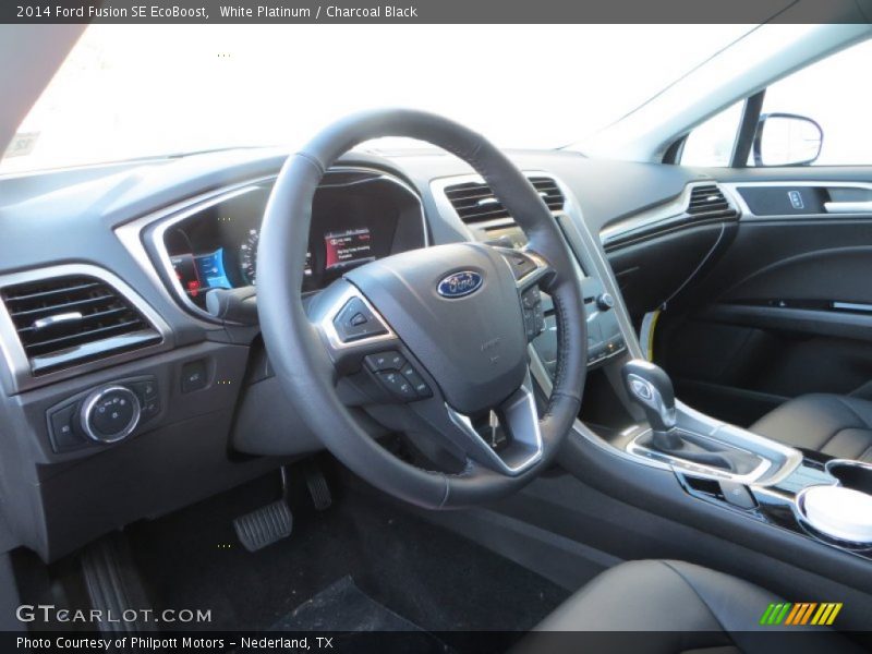 White Platinum / Charcoal Black 2014 Ford Fusion SE EcoBoost