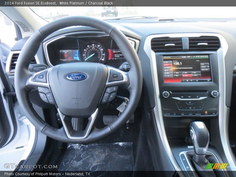 White Platinum / Charcoal Black 2014 Ford Fusion SE EcoBoost