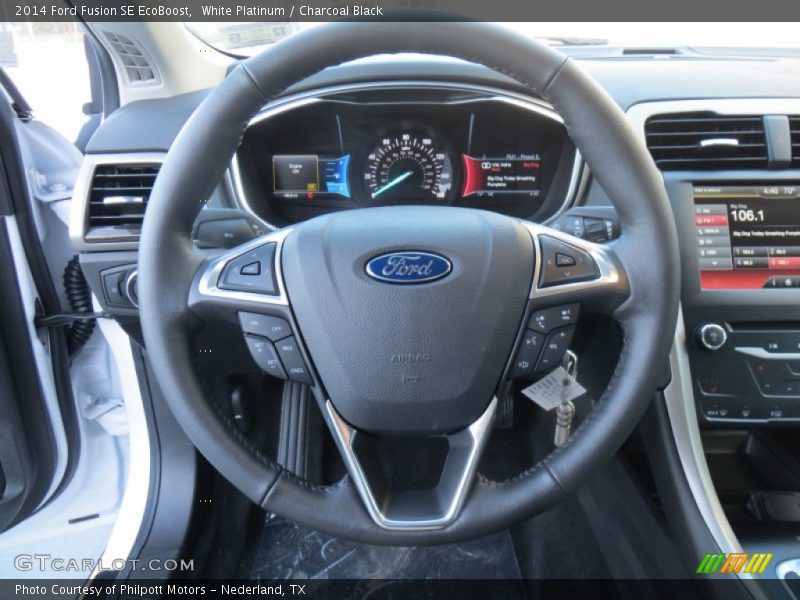 White Platinum / Charcoal Black 2014 Ford Fusion SE EcoBoost