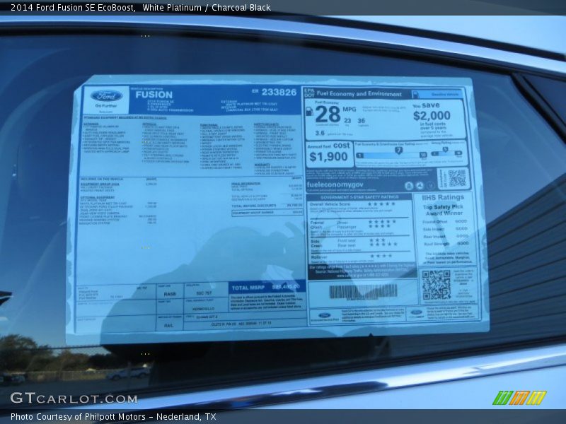 White Platinum / Charcoal Black 2014 Ford Fusion SE EcoBoost