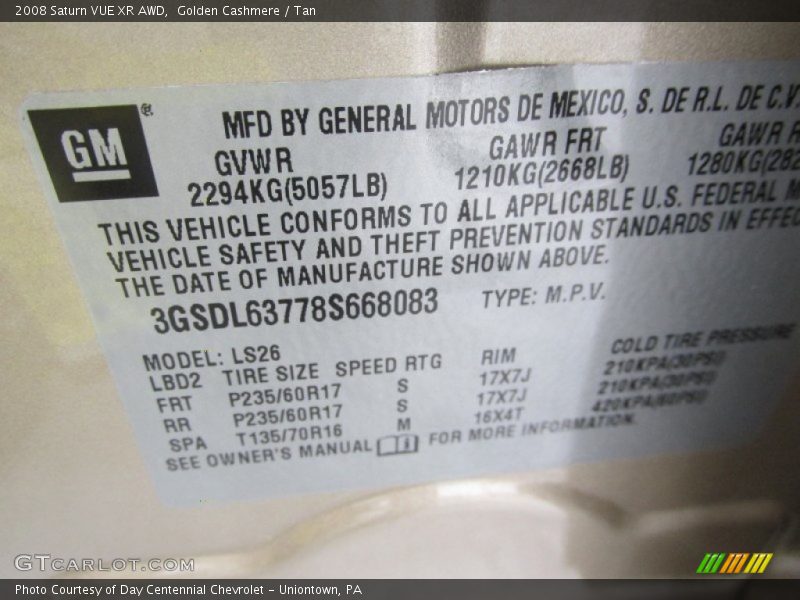 Golden Cashmere / Tan 2008 Saturn VUE XR AWD