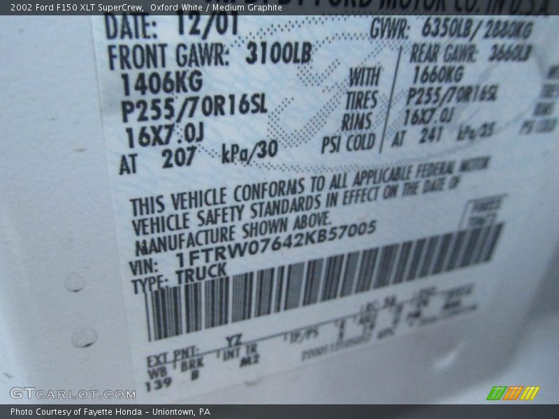 Oxford White / Medium Graphite 2002 Ford F150 XLT SuperCrew