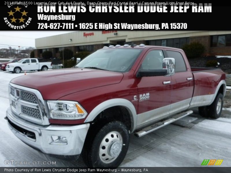 Deep Cherry Red Crystal Pearl / Canyon Brown/Light Frost Beige 2014 Ram 3500 Laramie Crew Cab 4x4 Dually