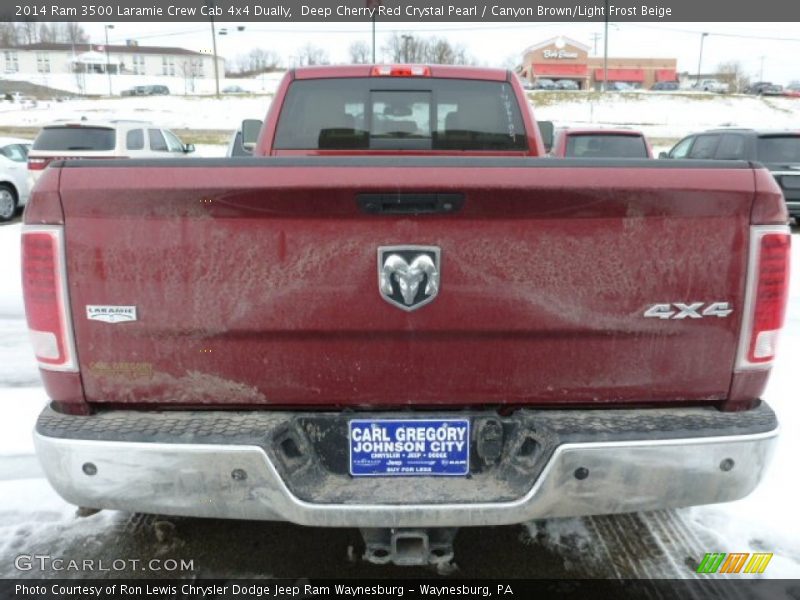 Deep Cherry Red Crystal Pearl / Canyon Brown/Light Frost Beige 2014 Ram 3500 Laramie Crew Cab 4x4 Dually