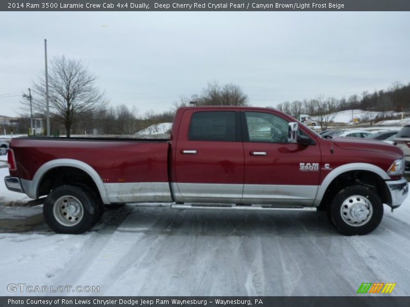 Deep Cherry Red Crystal Pearl / Canyon Brown/Light Frost Beige 2014 Ram 3500 Laramie Crew Cab 4x4 Dually