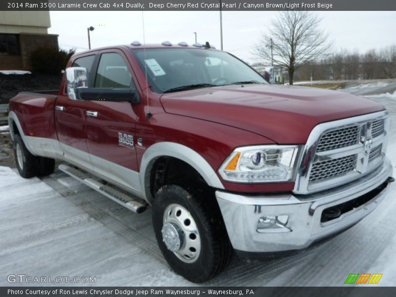 Deep Cherry Red Crystal Pearl / Canyon Brown/Light Frost Beige 2014 Ram 3500 Laramie Crew Cab 4x4 Dually