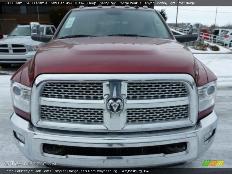 Deep Cherry Red Crystal Pearl / Canyon Brown/Light Frost Beige 2014 Ram 3500 Laramie Crew Cab 4x4 Dually