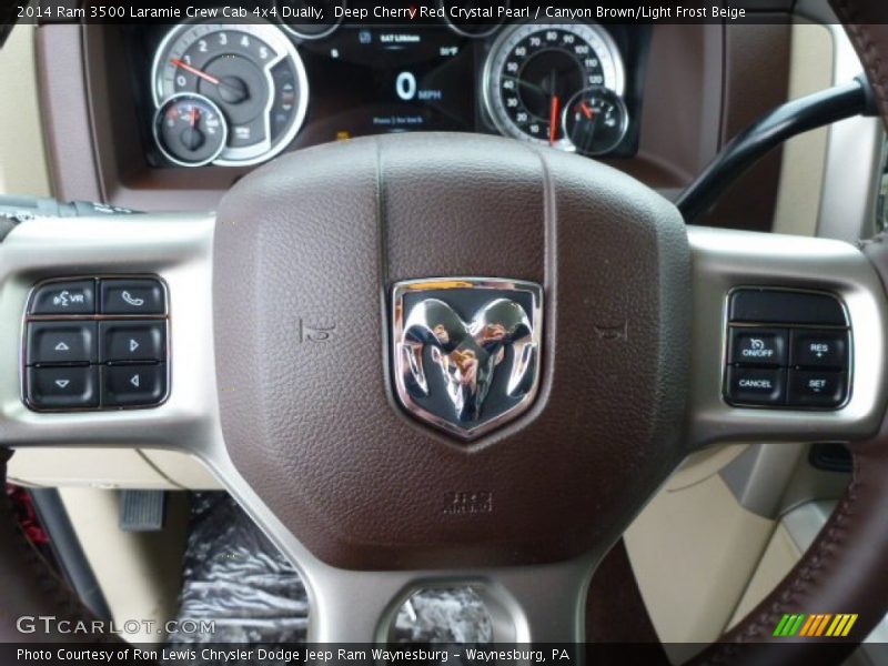 Deep Cherry Red Crystal Pearl / Canyon Brown/Light Frost Beige 2014 Ram 3500 Laramie Crew Cab 4x4 Dually