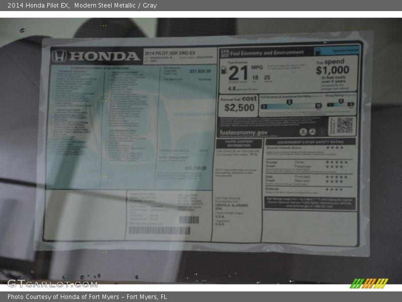 Modern Steel Metallic / Gray 2014 Honda Pilot EX