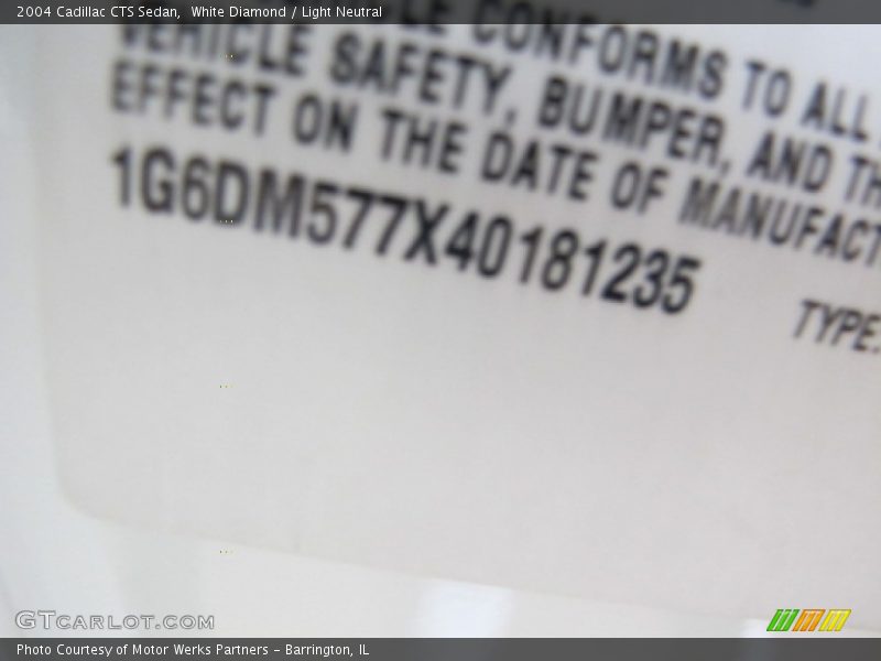 White Diamond / Light Neutral 2004 Cadillac CTS Sedan
