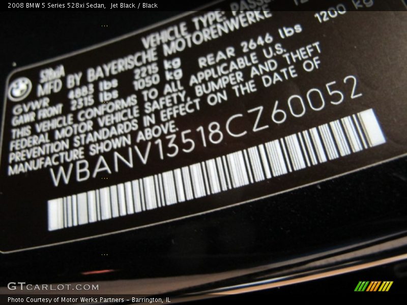 Jet Black / Black 2008 BMW 5 Series 528xi Sedan