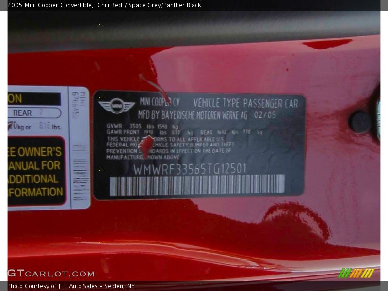 Chili Red / Space Grey/Panther Black 2005 Mini Cooper Convertible