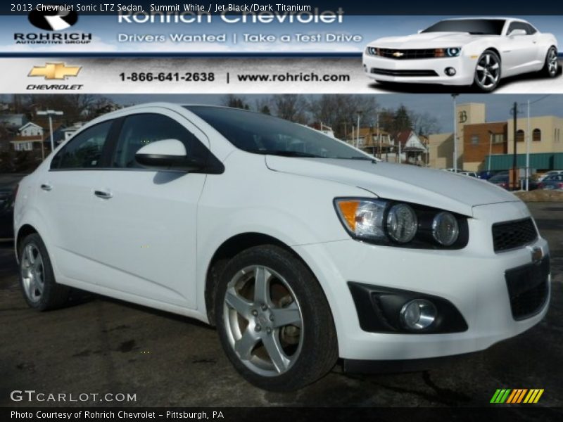 Summit White / Jet Black/Dark Titanium 2013 Chevrolet Sonic LTZ Sedan
