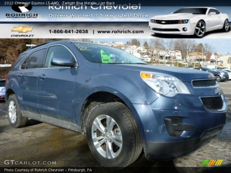 Twilight Blue Metallic / Jet Black 2012 Chevrolet Equinox LT AWD