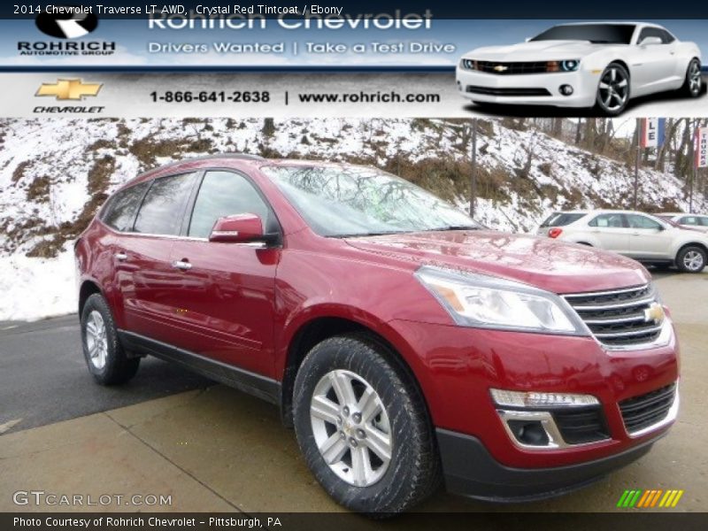 Crystal Red Tintcoat / Ebony 2014 Chevrolet Traverse LT AWD