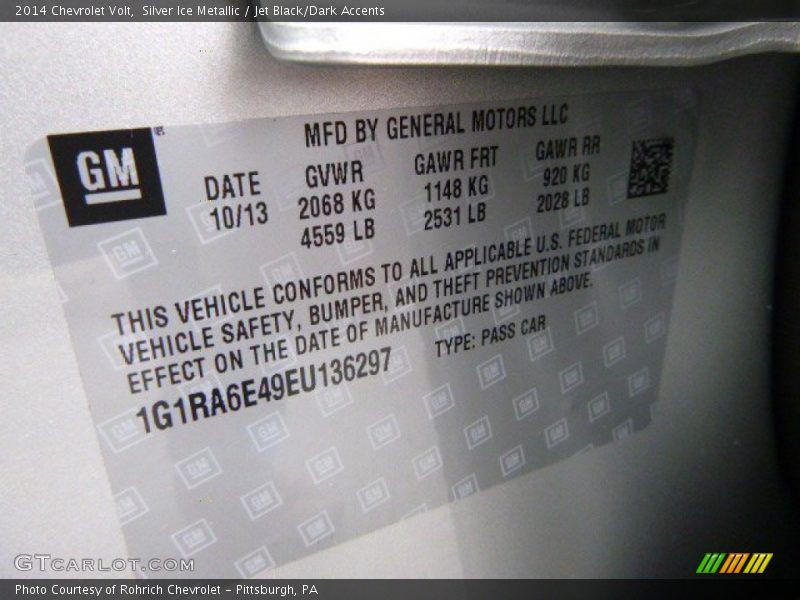 Silver Ice Metallic / Jet Black/Dark Accents 2014 Chevrolet Volt