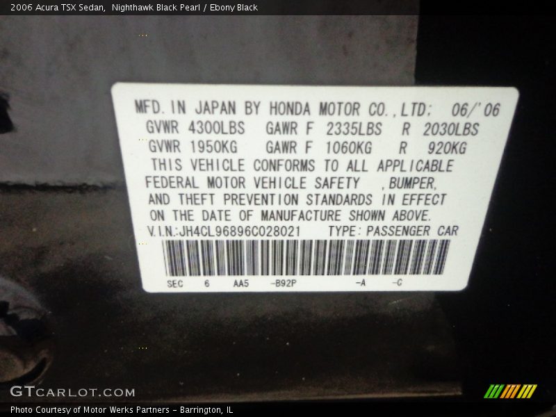 Nighthawk Black Pearl / Ebony Black 2006 Acura TSX Sedan