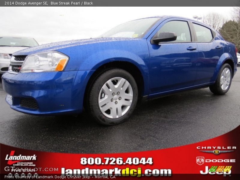 Blue Streak Pearl / Black 2014 Dodge Avenger SE