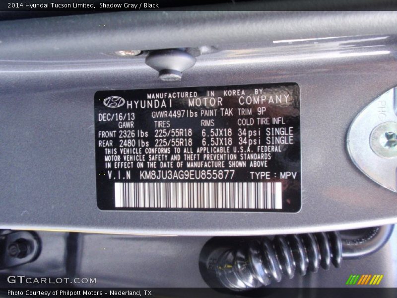 Shadow Gray / Black 2014 Hyundai Tucson Limited