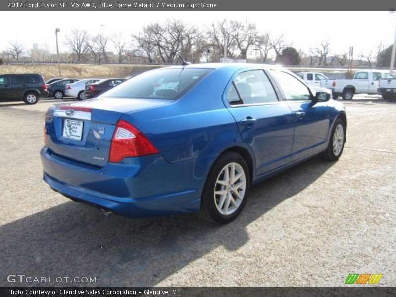 Blue Flame Metallic / Medium Light Stone 2012 Ford Fusion SEL V6 AWD