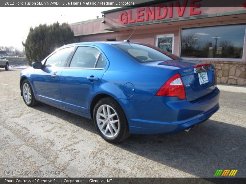 Blue Flame Metallic / Medium Light Stone 2012 Ford Fusion SEL V6 AWD