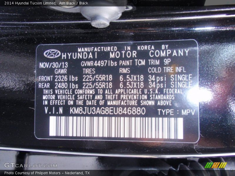 Ash Black / Black 2014 Hyundai Tucson Limited