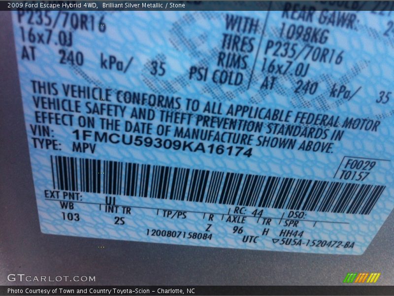 Brilliant Silver Metallic / Stone 2009 Ford Escape Hybrid 4WD