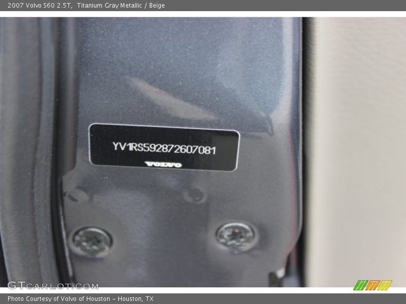 Titanium Gray Metallic / Beige 2007 Volvo S60 2.5T