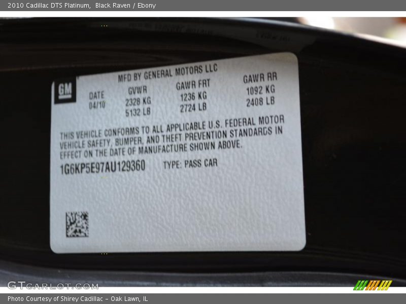 Black Raven / Ebony 2010 Cadillac DTS Platinum