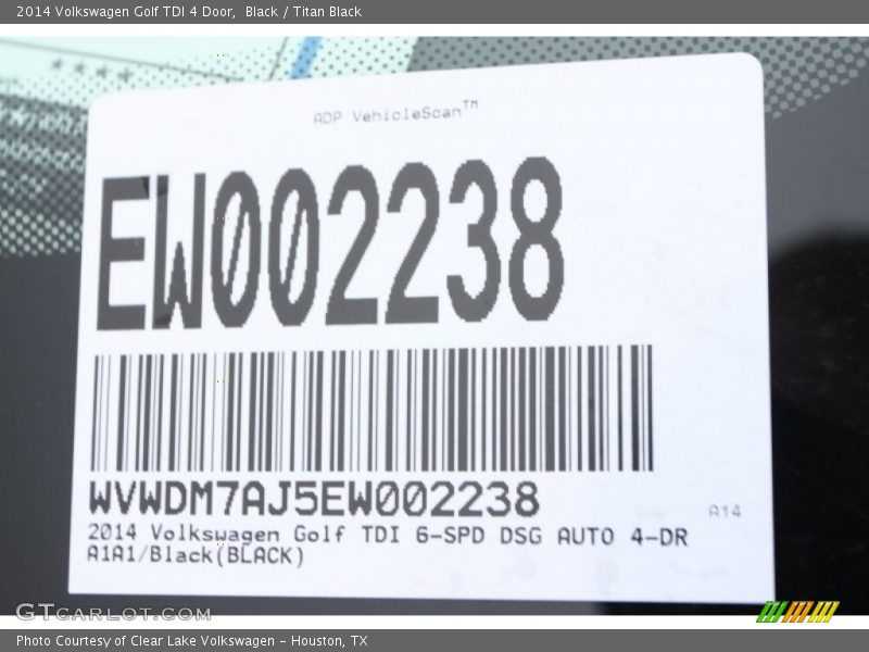 Black / Titan Black 2014 Volkswagen Golf TDI 4 Door
