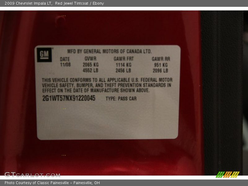 Red Jewel Tintcoat / Ebony 2009 Chevrolet Impala LT