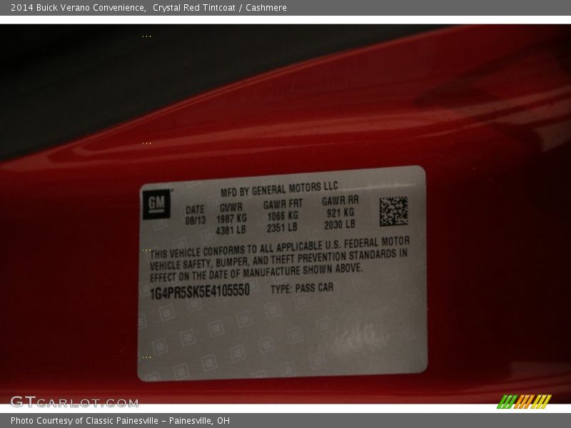 Crystal Red Tintcoat / Cashmere 2014 Buick Verano Convenience