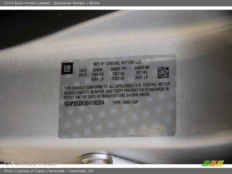 Info Tag of 2014 Verano Leather