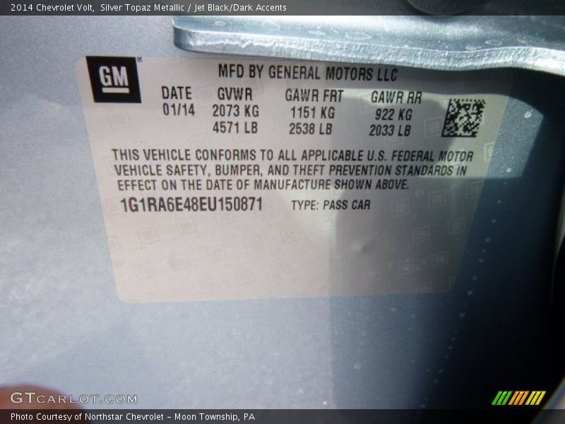 Info Tag of 2014 Volt 