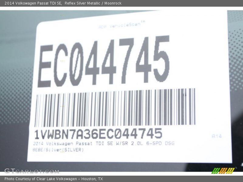 Reflex Silver Metallic / Moonrock 2014 Volkswagen Passat TDI SE