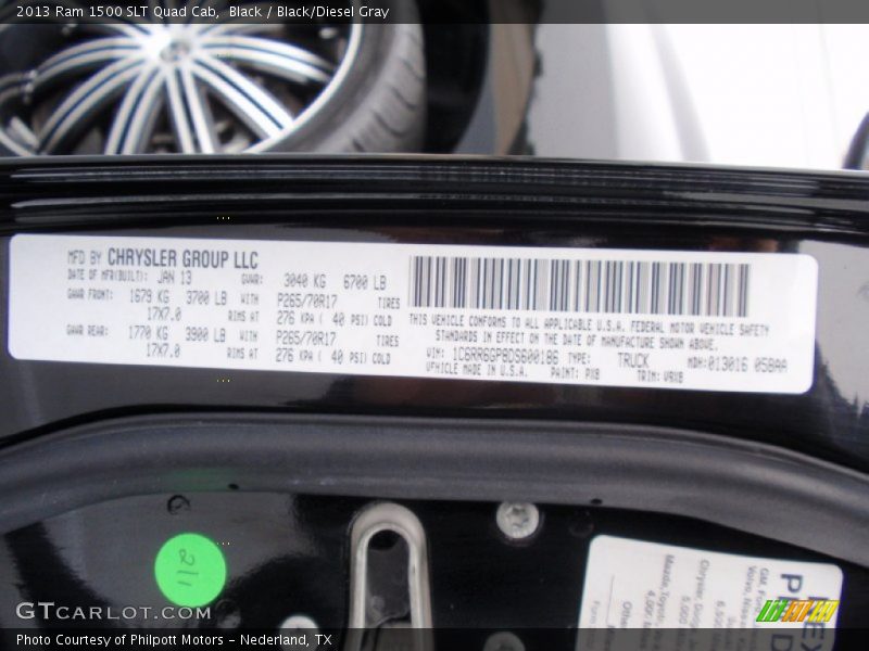 Black / Black/Diesel Gray 2013 Ram 1500 SLT Quad Cab