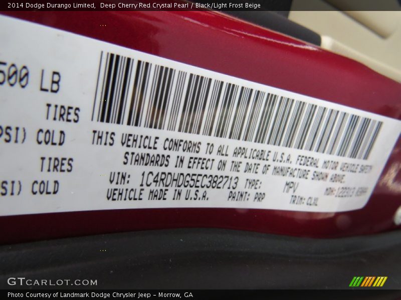 2014 Durango Limited Deep Cherry Red Crystal Pearl Color Code PRP