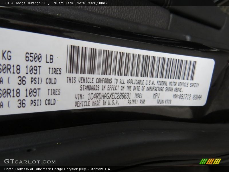 Brilliant Black Crystal Pearl / Black 2014 Dodge Durango SXT