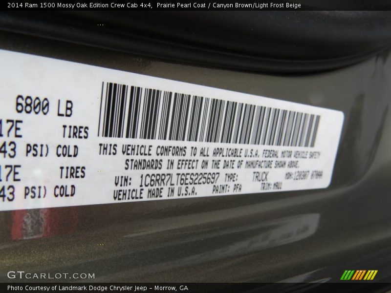 2014 1500 Mossy Oak Edition Crew Cab 4x4 Prairie Pearl Coat Color Code PFA